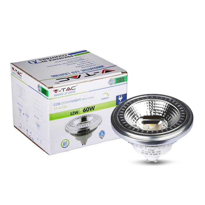 LAMPADINA LED FARETTO - AR111 12W GU10 BEAM 40 COB CHIP BIANCO NATURALE DIMMERABILE 4500K