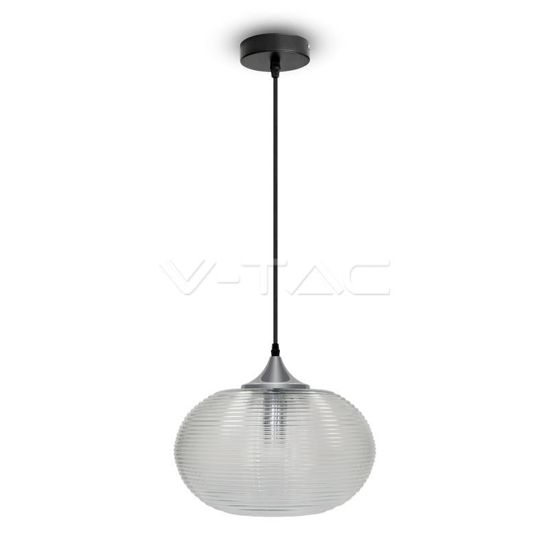 LAMPADARIO CON PORTALAMPADA " DIAMOND CUT"  VETRO TRASPARENTE  350MM