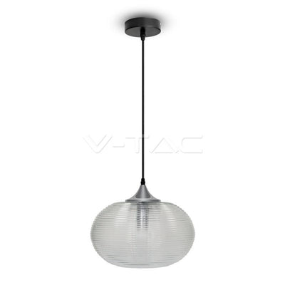 LAMPADARIO CON PORTALAMPADA &#34 DIAMOND CUT&#34  VETRO TRASPARENTE  350MM