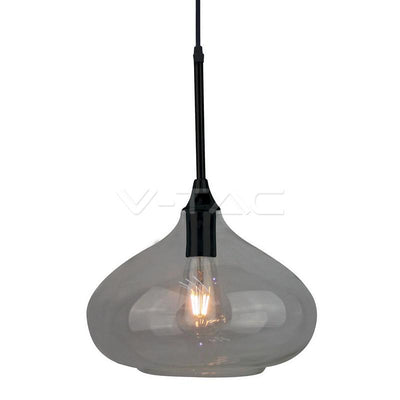 LAMPADARIO CON PORTALAMPADA MODERNO NERO VETRO TRASPARENTE  280MM