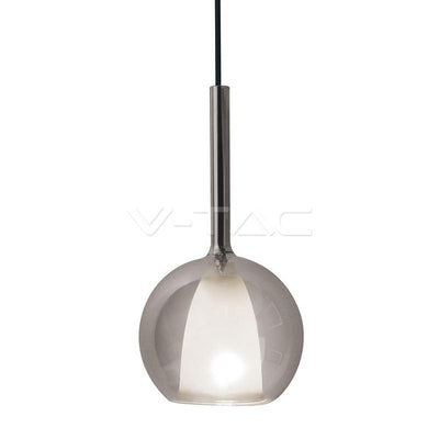 LAMPADARIO CON PORTALAMPADA DOPPIO VETRO GRIGIO+BIANCO  180MM