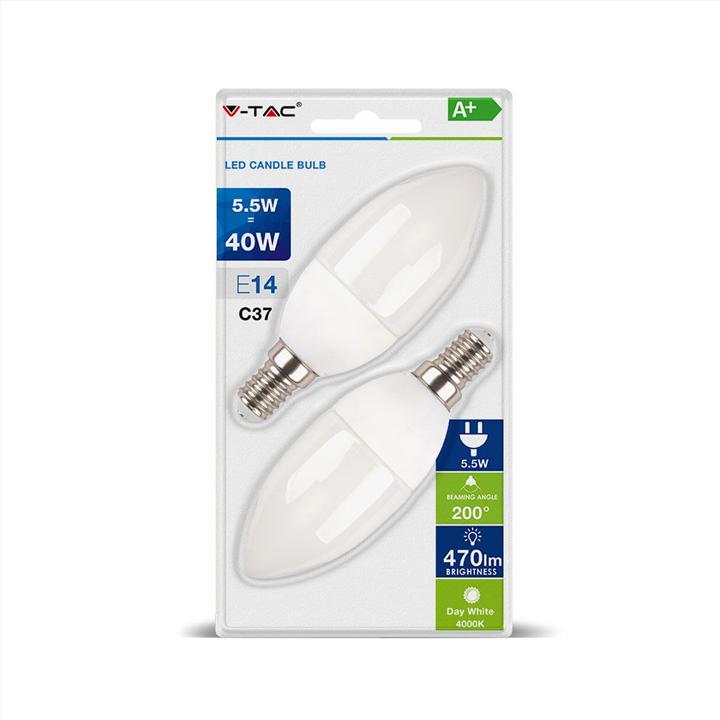 LED LAMPADINA - 5.5W E14 CANDELA WHITE 2 PZ./BLISTER 6400K