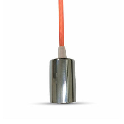 LAMPADARIO CON PORTALAMPADA CROMO DOME ARANCIONE CHIARO CAVO