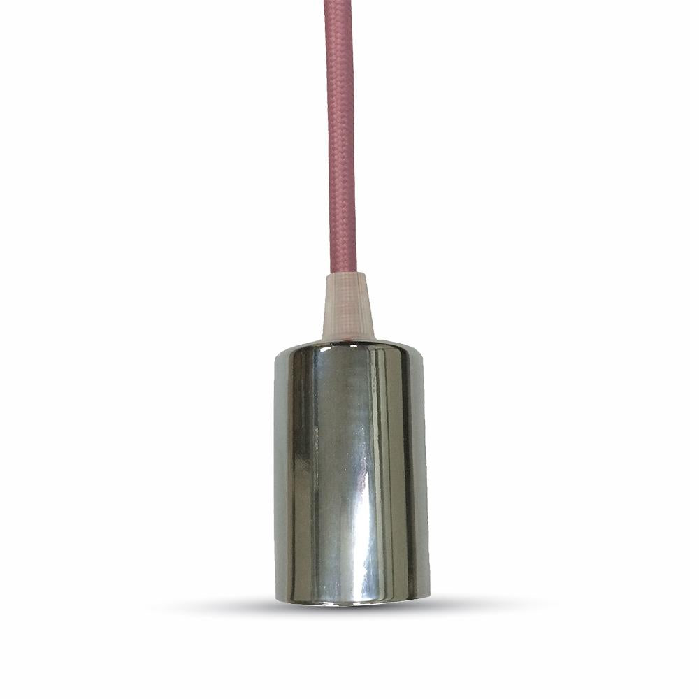 LAMPADARIO CON PORTALAMPADA CROMO DOME ROSA CHIARO CAVO