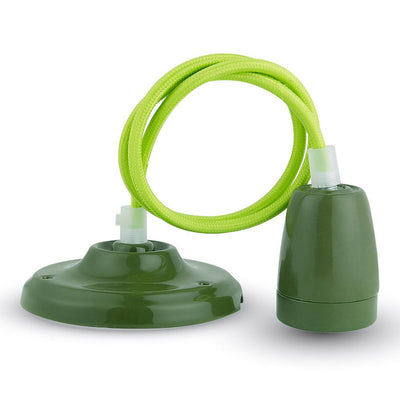 LAMPADARIO CON PORTALAMPADA PORCELLANA VERDE
