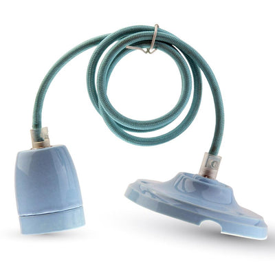 LAMPADARIO CON PORTALAMPADA PORCELLANA BLU