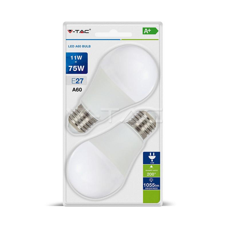 LAMPADINA LED E27  11W BULB A60 BIANCO CALDO E27 2PZ/BLISTER 2700K