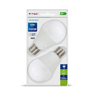 LAMPADINA LED - 15W E27 A60 THERMOPLASTICA BIANCO CALDO 2PZ./BLISTER 2700K