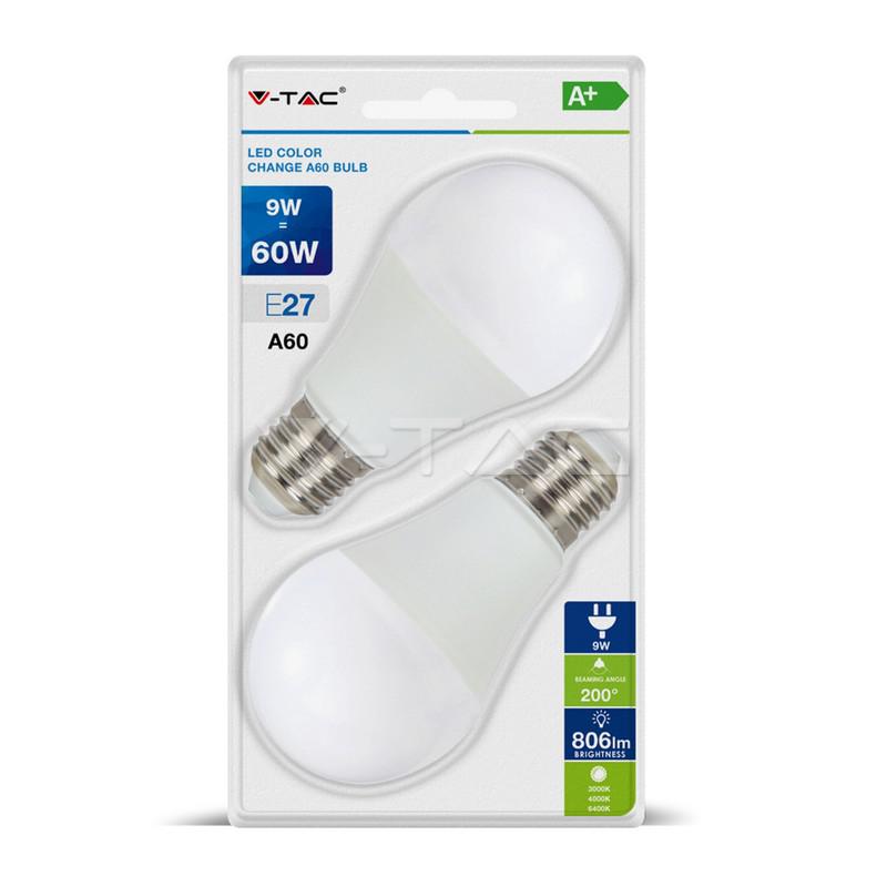 LAMPADINA LED - 9W E27 A60 CAMBIA COLORE 3 IN 1 2700K