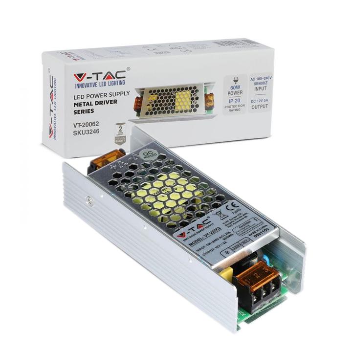 LED ALIMENTATORE - 60W 12V 5A METAL SLIM
