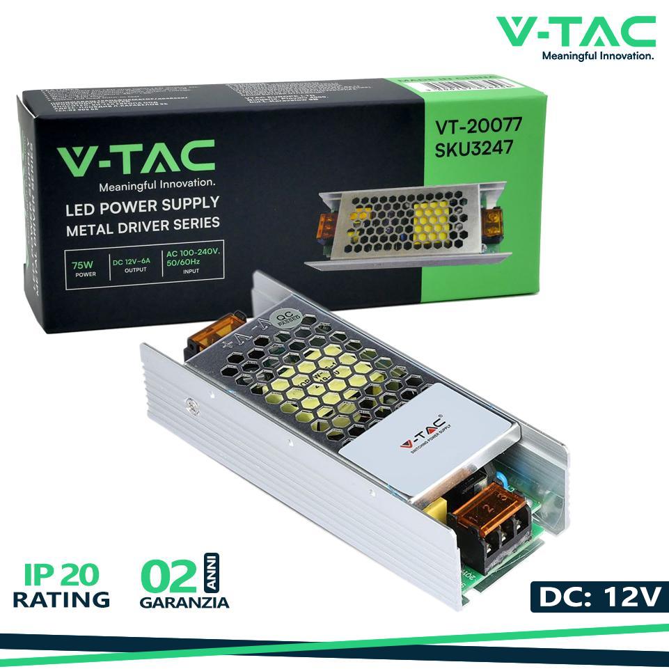 LED ALIMENTATORE - 75W 12V 6A METAL SLIM