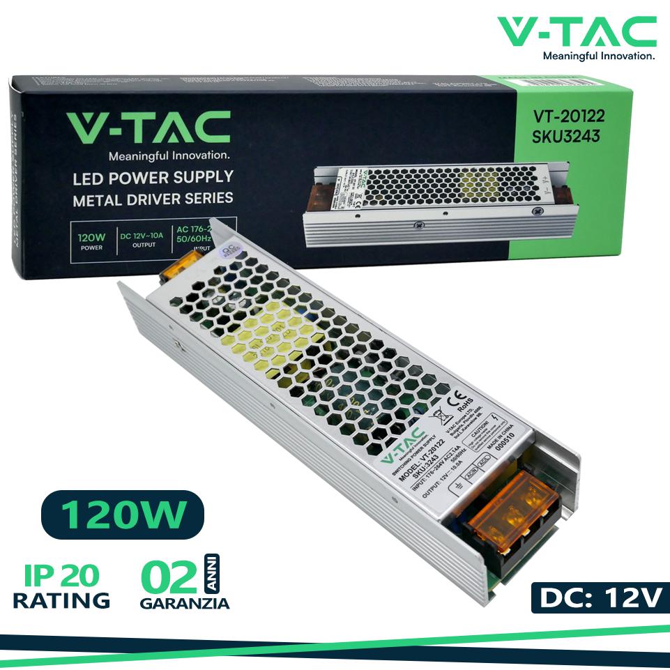 LED ALIMENTATORE - 120W 12V 10A METALLO SLIM