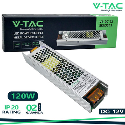 LED ALIMENTATORE - 120W 12V 10A METALLO SLIM