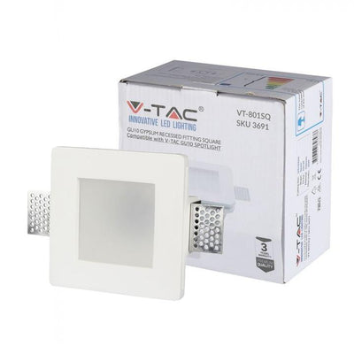 GU10 CORPO FARETTO IN GESSO VETRO OPACO QUADRATO
