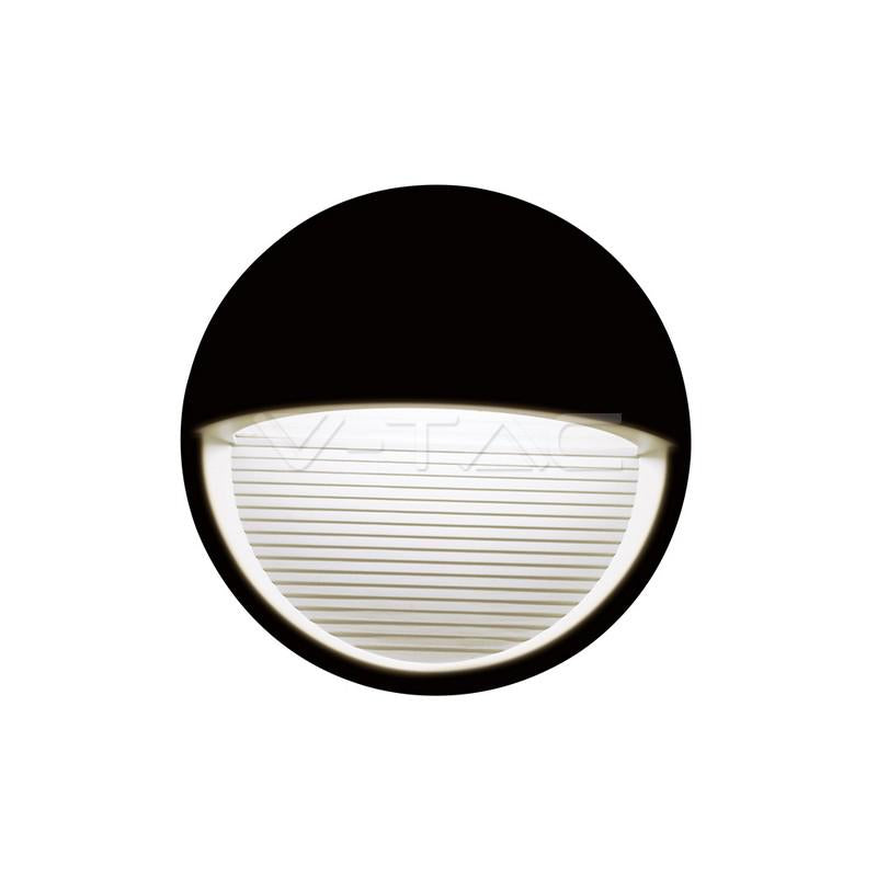 3W FARETTO INCASSO LED LUCE SCALE CORPO  NERO ROTONDO BIANCO CALDO 3000K