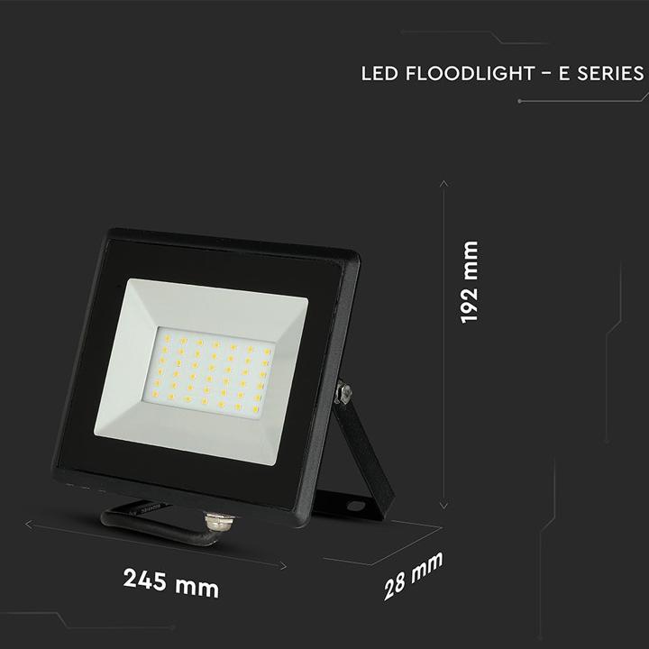 50W LED PROIETTORE SMD E-SERIES CORPO NERO LUCE BIANCA 6500K
