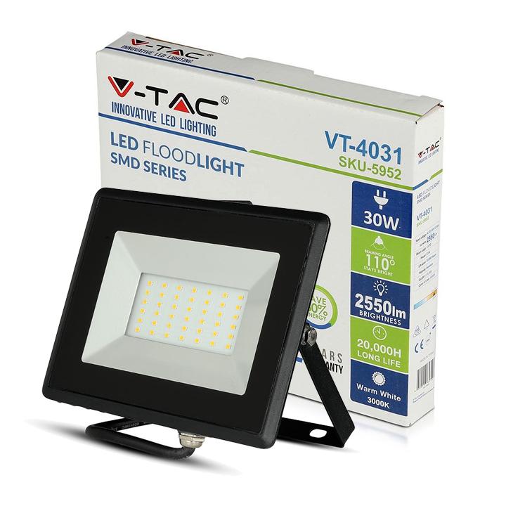 30W LED PROIETTORE SMD E-SERIES CORPO NERO BIANCO NATURALE 4000K