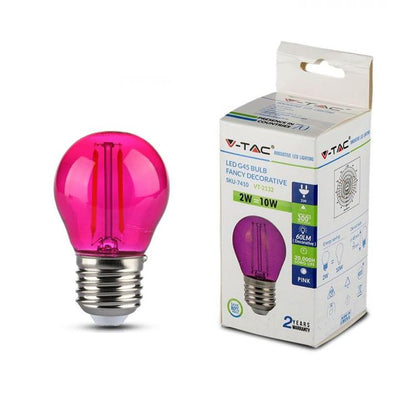 LED LAMPADINA - 2W FILAMENTO E27 G45 COLORE ROSA