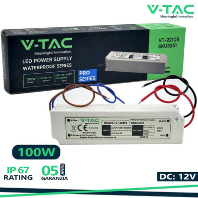 LED PLASTICA SLIM POWER SUPPLY 100W IP67 12V