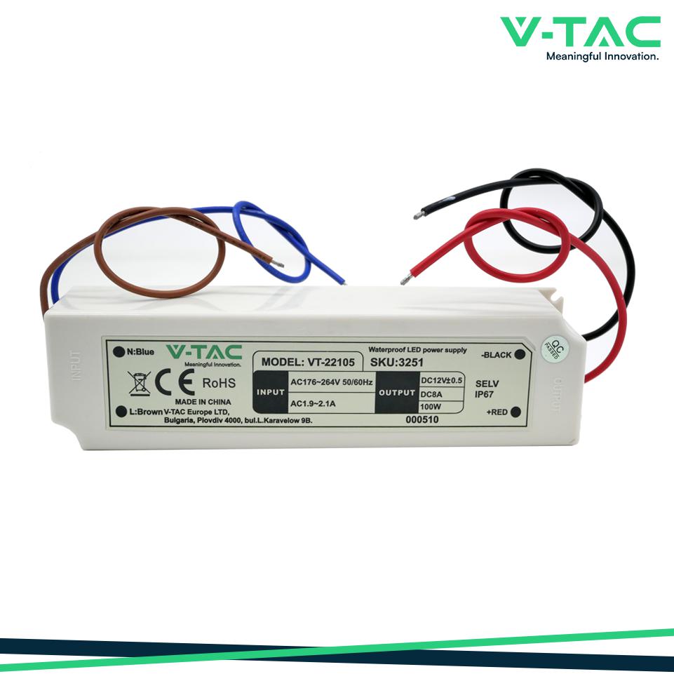 LED PLASTICA SLIM POWER SUPPLY 100W IP67 12V