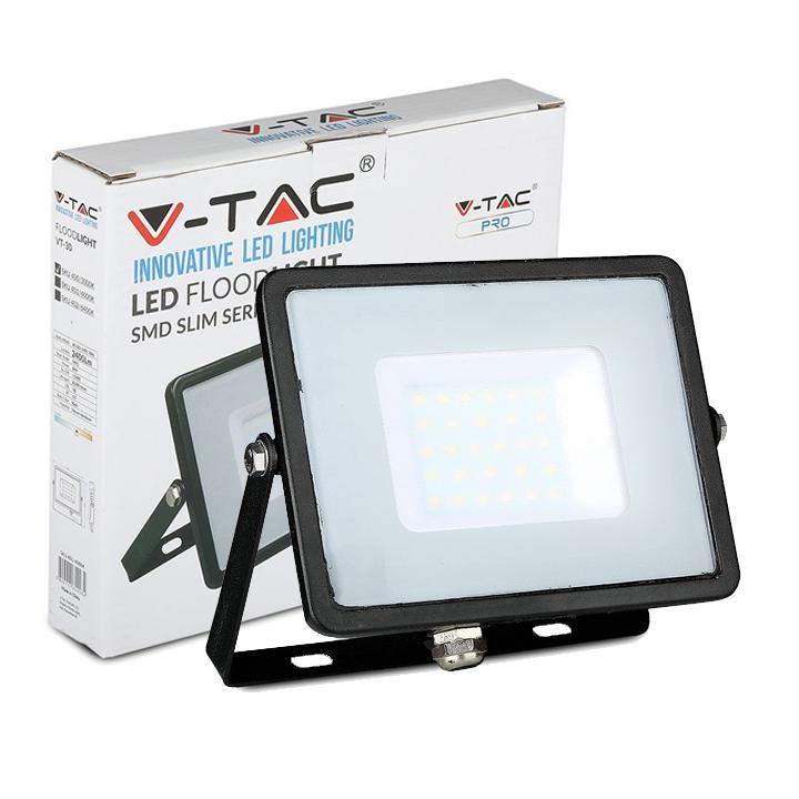 30W LED PROIETTORE  SMD SAMSUNG CHIP CORPO NERO LUCE BIANCO FREDDO 6400K