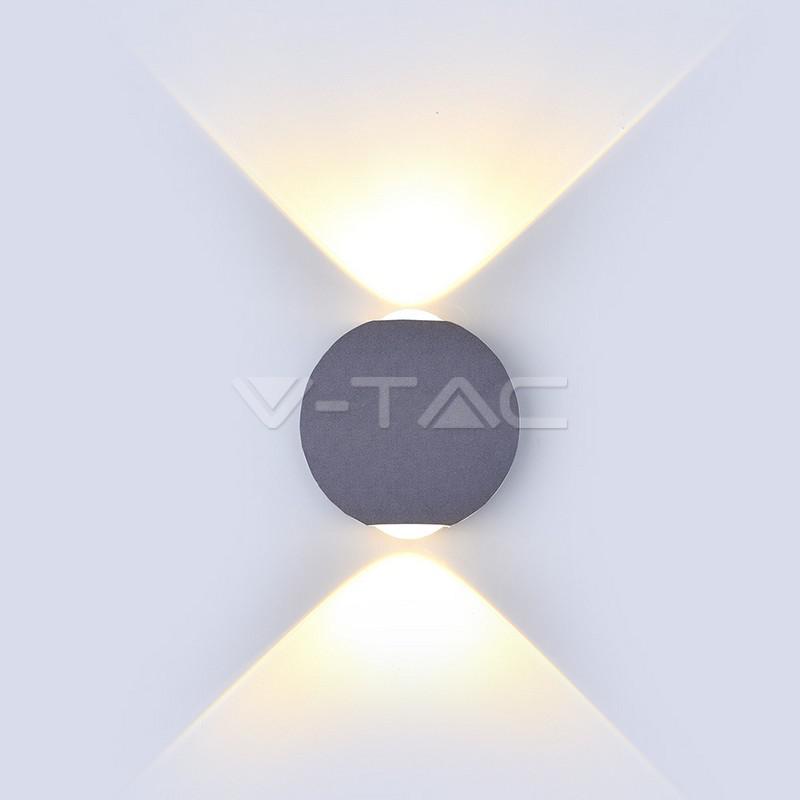 6W LED WALL LIGHT CORPO GRIGGIO ROTONDO IP65 3000K