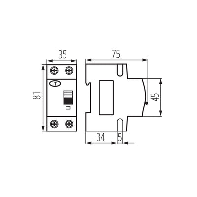 INTERRUTTORE MAGNETOTERMICODIFFERENZIALE 6KA 2P KRO6-2/C10/30-A - KANLUX