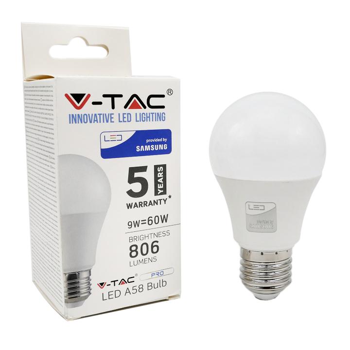 LED LAMPADINA - SAMSUNG CHIP 9W E27 A58 PLASTICA 4000K