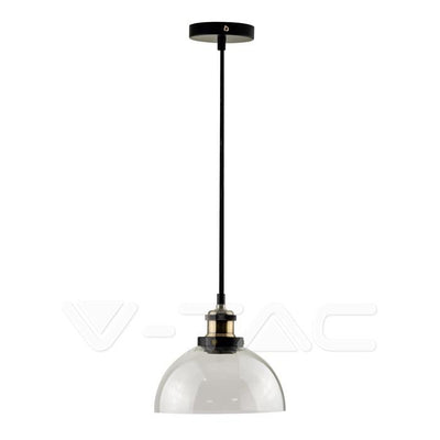 VINTAGE GLASS PENDANT LIGHT TRANSPARENT HALF ROTONDA  200