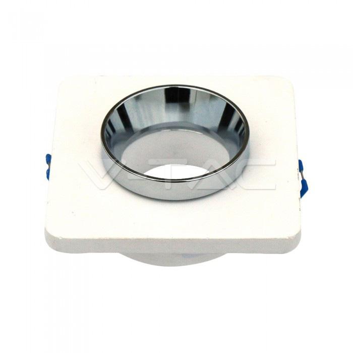 GU10 FITTING GESSO METAL WHITE PLASTER WITH CHROME, QUADRATO RECESSED