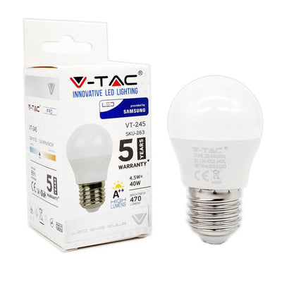 LED LAMPADINA - SAMSUNG CHIP 4.5W E27 A++ G45 PLASTICA 3000K