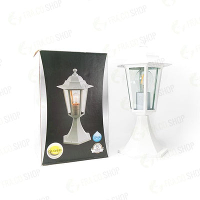 PALETTO BIANCO LANTERNA CLASSCA CON VETRO IP 44 GLOBO