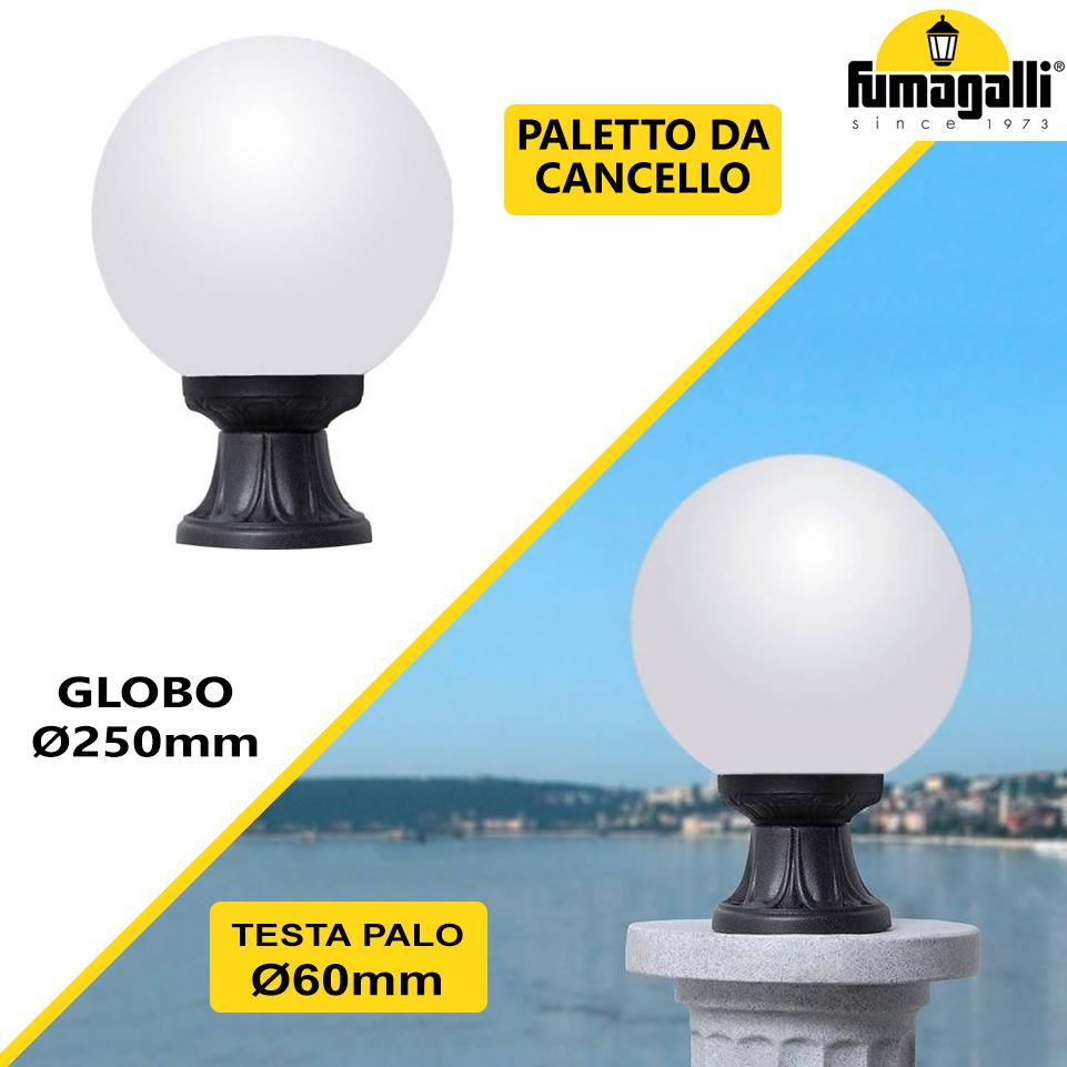 MIKROLOT/G250 NERO OPALE E27   PALETTO/TESTA PALO DA 60MM