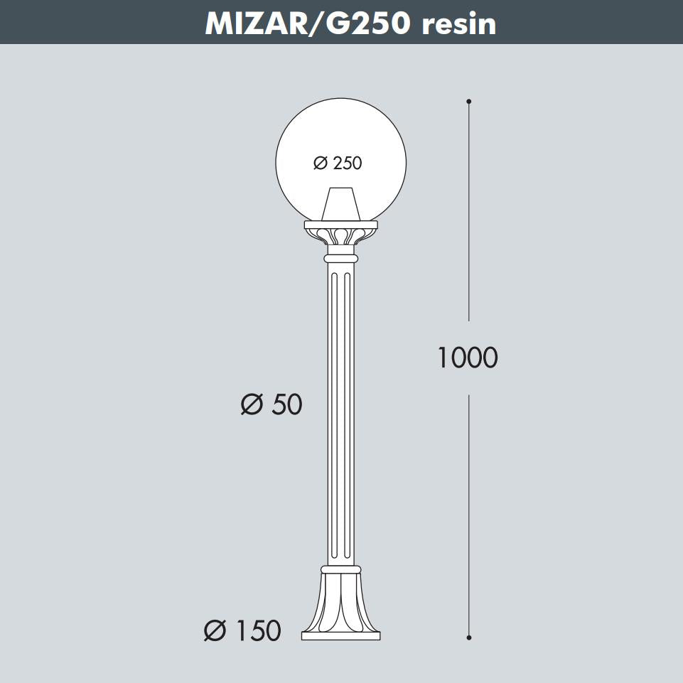 MIZAR/G250 NERO OPALE PALETTO  110CM 8,5W CCT 3000-6500K