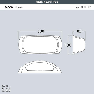 FRANCY OP BIANCO OPALE E27 WALL