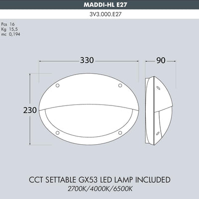 MADDI HL GRIGIO OPALE E27 WALL