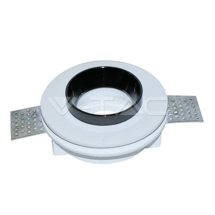 GU10 FITTING GESSO WHITE RECESSED LIGHT WITH BLACK METAL ROTONDO