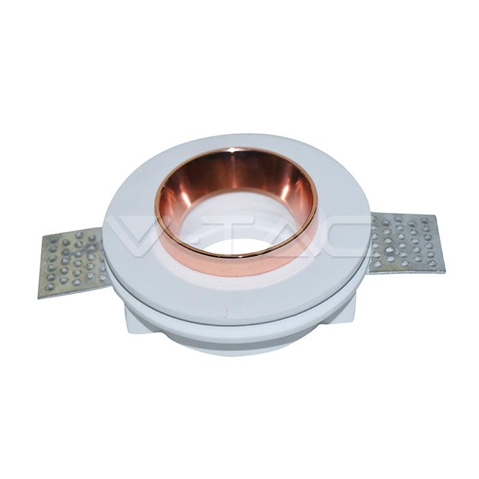 GU10 FITTING GESSO WHITE RECESSED LIGHT WITH ROSE GOLD METAL ROTONDO