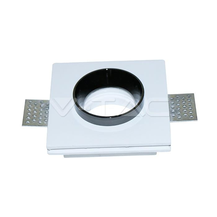 GU10 FITTING GESSO WHITE RECESSED LIGHT WITH BLACK METAL SQUARE