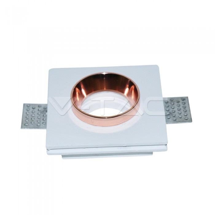 GU10 FITTING GESSO WHITE RECESSED LIGHT WITH ROSE GOLD METAL QUADRATO
