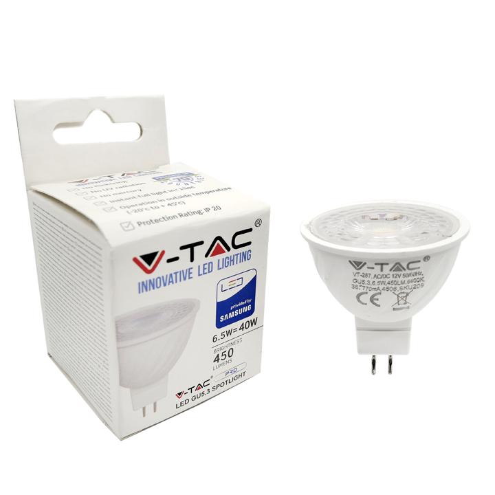 LED FARETTO SAMSUNG CHIP - GU5.3 6.5W MR16 RIPPLE PLASTICA 38  4000K