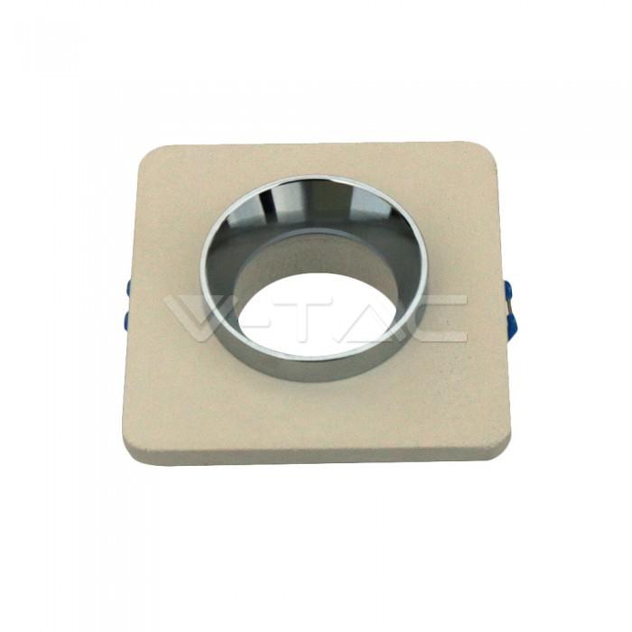 GU10 FITTING CONCRETE METAL OFF WHITE RECESSED LIGHT WITH CHROME BOTTOM QUADRATO