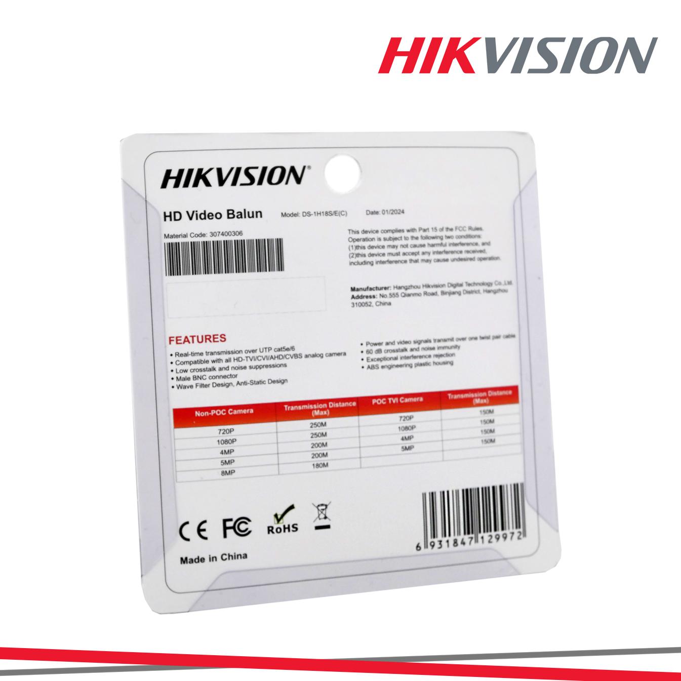 DS-1H18S\E COPPIA BALUN 2PZ   HIKVISION