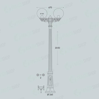 GIGI BISSO/G250 2L NERO OPALE  PALO 205CM 2X8,5W CCT