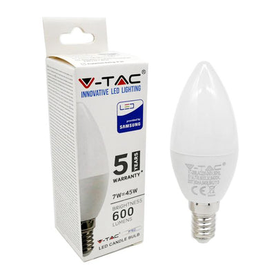LED LAMPADINA - SAMSUNG CHIP 7W E14 PLASTIC CANDLE 6400K
