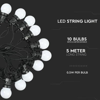 LED STRING LIGHT 5M. 10 X 0.5W EU LAMPADINE RGBY