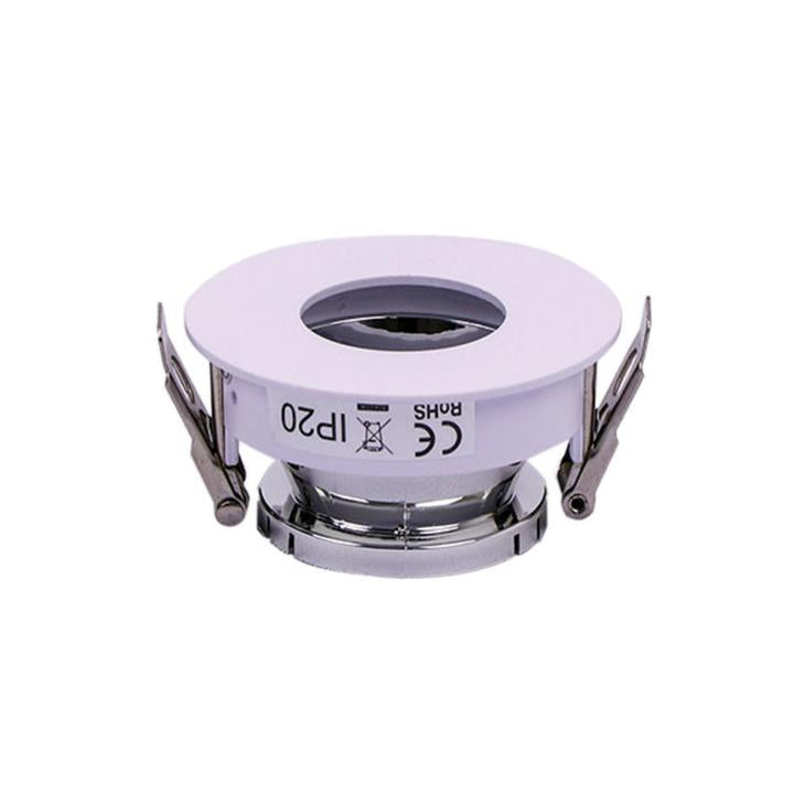 GU10 FITTING WHITE+CHROME ROUND