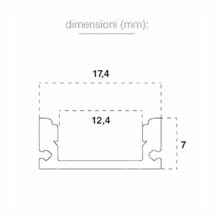PROFILO IN ALLUMINIO 2M 17.4 X 7 MM WHITE HOUSING