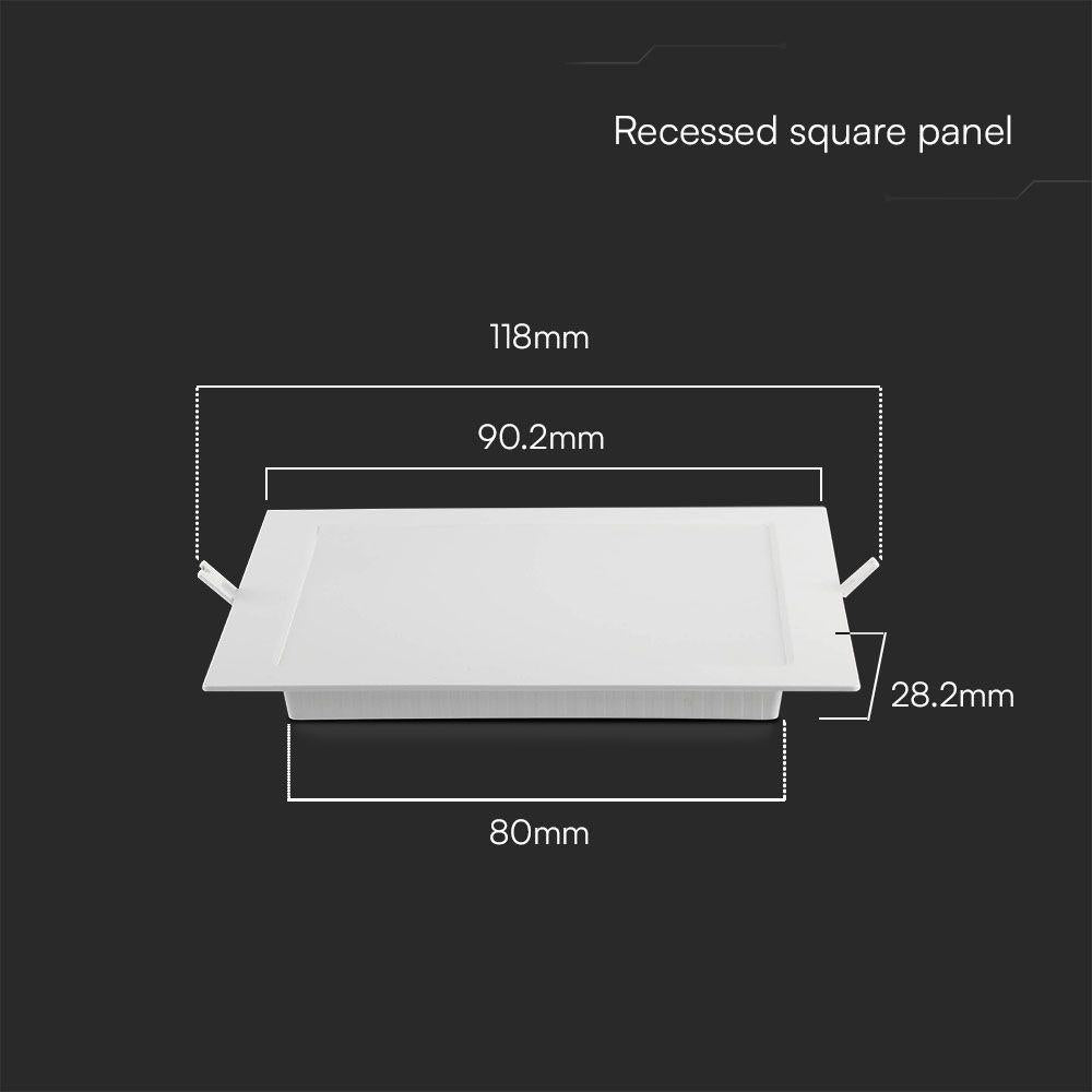 3W LED PANNELLO DA INCASSO QUADRATO 3000K