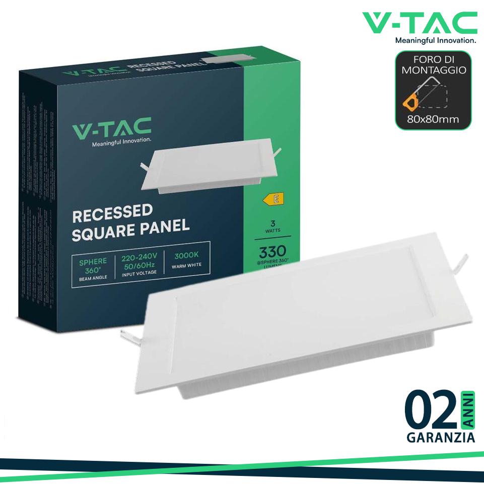 3W LED PANNELLO DA INCASSO QUADRATO 4000K
